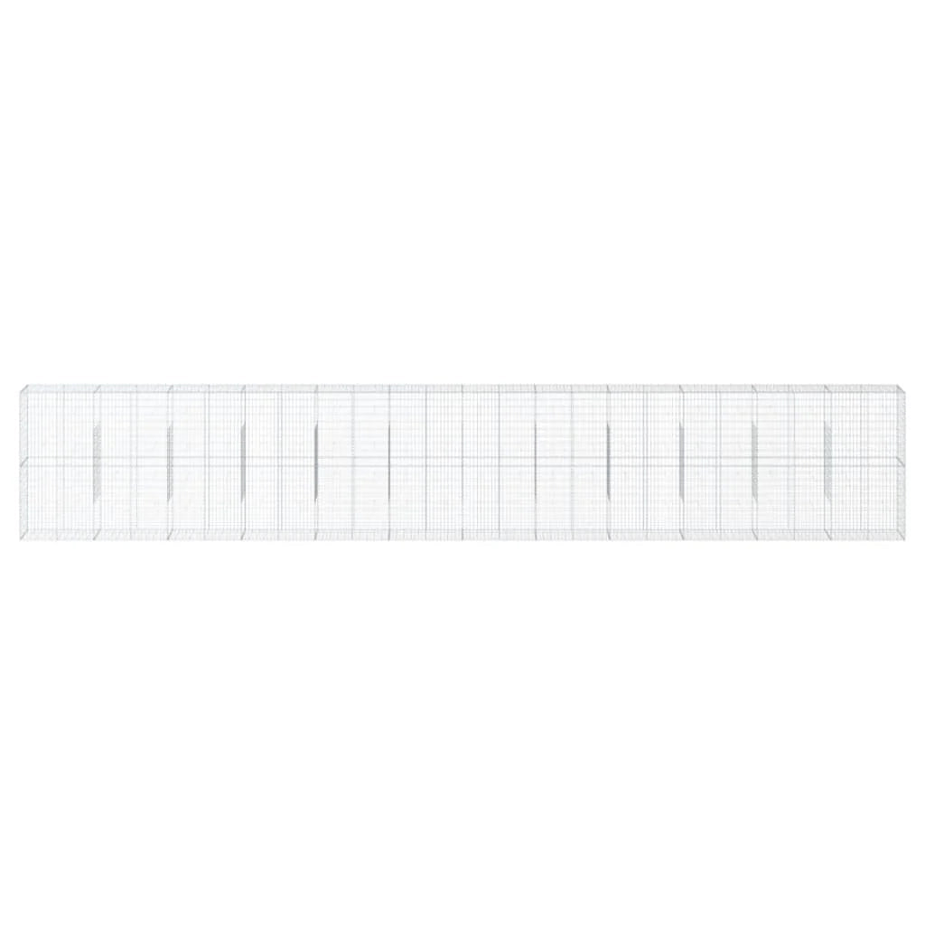 Gabbione recinto a gabbia muro di contenimento con coperchio 1200 x 50 x 200 cm ferro zincato argento 02_0040136