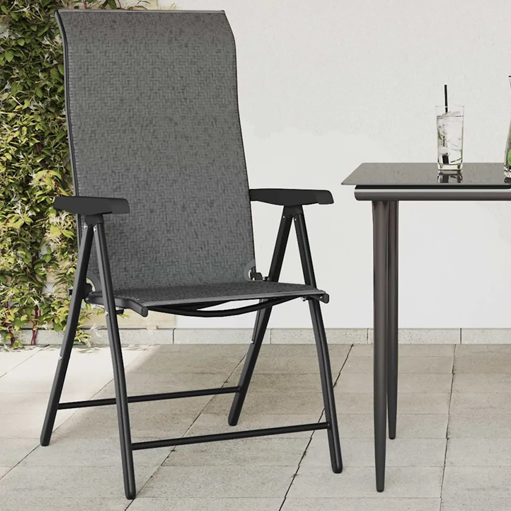 Sedie Pieghevoli da Giardino 4 pz | Sedie da Esterno Grigie in Polyrattan