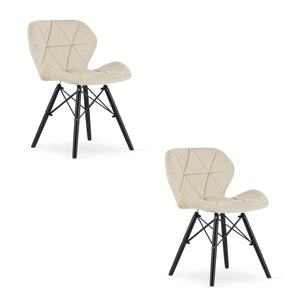 Sedia VALORA WAKO in velluto - Beige con gambe nere x2