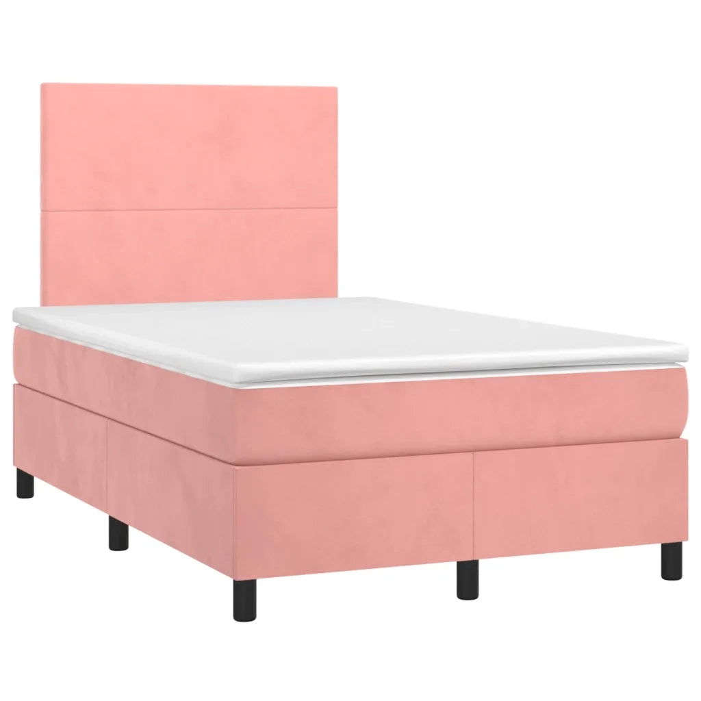 Giroletto a Molle con Materasso Rosa 120x200 cm in Velluto 3142898