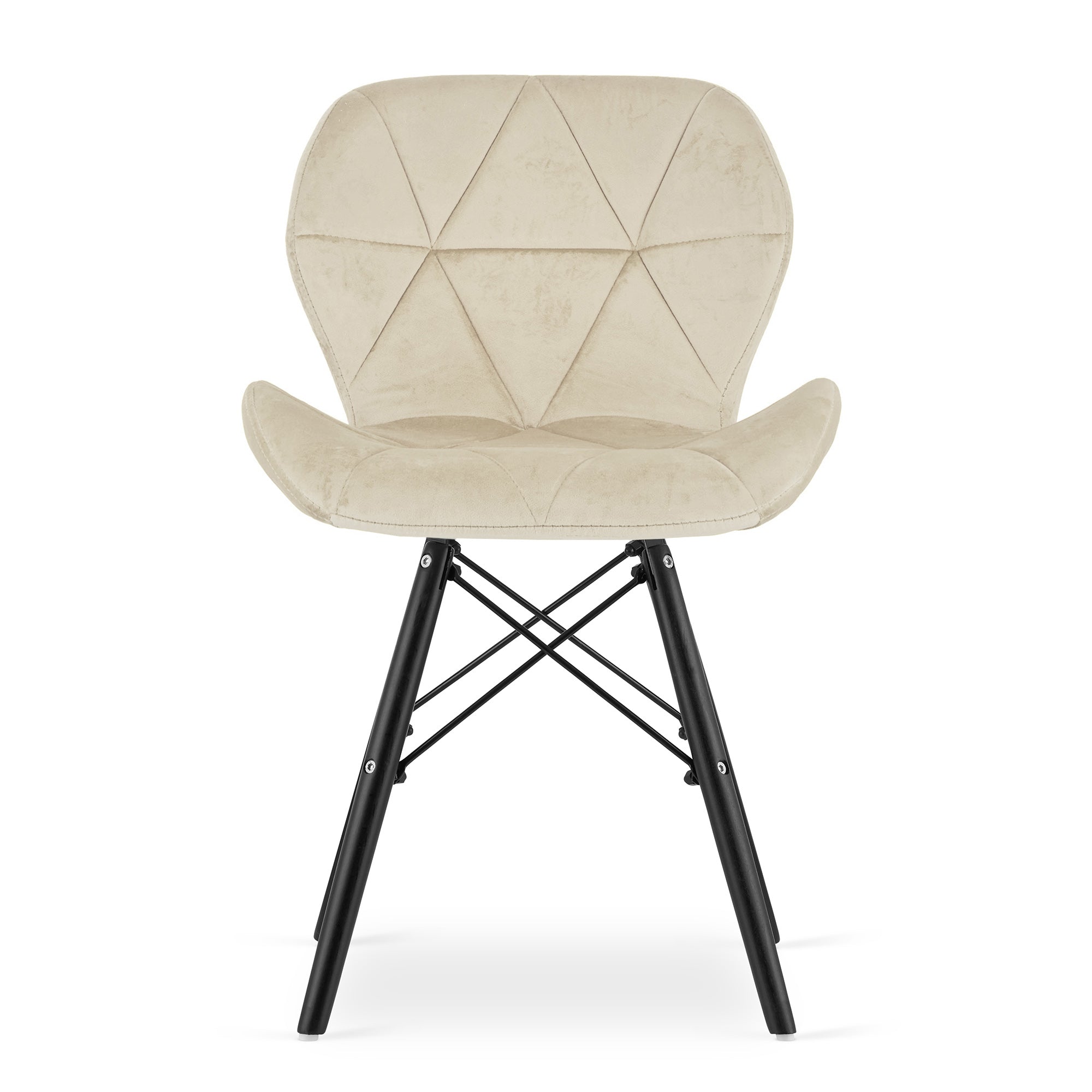 Sedia VALORA WAKO in velluto - Beige con gambe nere x2