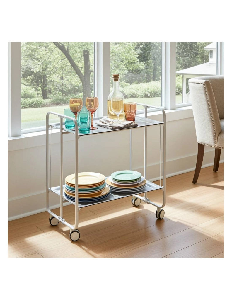 Carrello da cucina pieghevole grigio con ruote BAUHAUS 2 ripiani