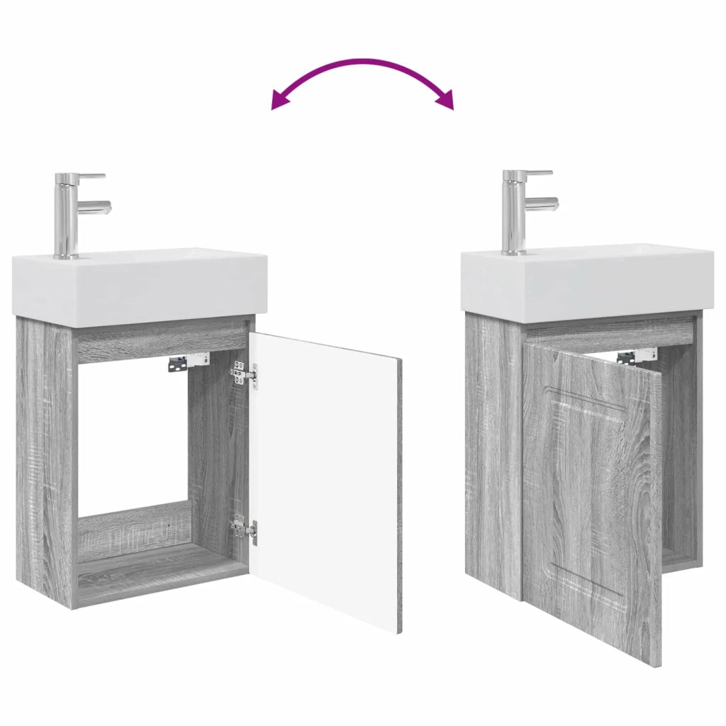 Mobile bagno con rubinetto Sonoma grigio 45,5 x 22,5 x 84 cm 889467