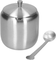 Suikerpot con Coperchio e Cucchiaio in Acciaio Inossidabile 370ml Insaporitori Zuppa di Sale Insaporitori per la Cucina o il Servizio del Tè Semi di Sesamo Curry in Polvere Pepe di Cile 500ml