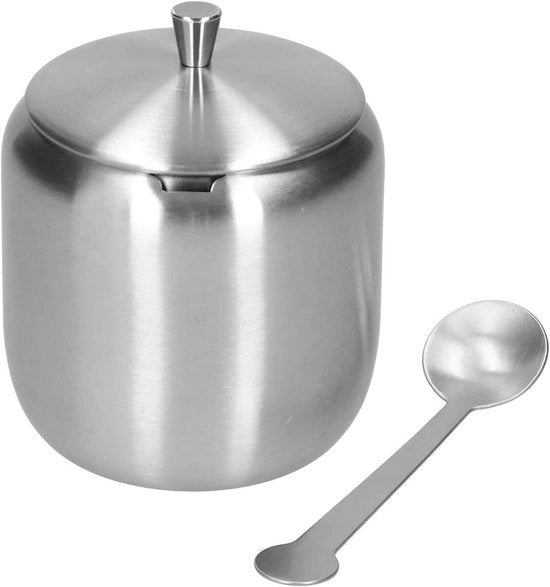 Suikerpot con Coperchio e Cucchiaio in Acciaio Inossidabile 370ml Insaporitori Zuppa di Sale Insaporitori per la Cucina o il Servizio del Tè Semi di Sesamo Curry in Polvere Pepe di Cile 500ml