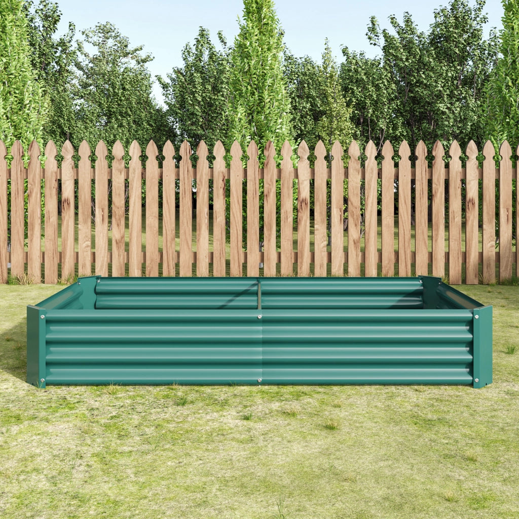 Orto rialzato su gambe in lamiera d'acciaio zincata con fondo aperto per verdure erbe e fiori verde 180 × 91 × 30 cm