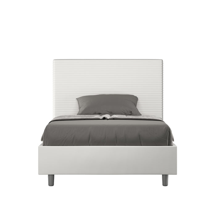 Letto Singolo 100x200 cm con Rete e Contenitore Focus Bianco
