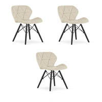 Sedia in velluto VALORA WAKO - Design moderno beige con gambe nere x 3