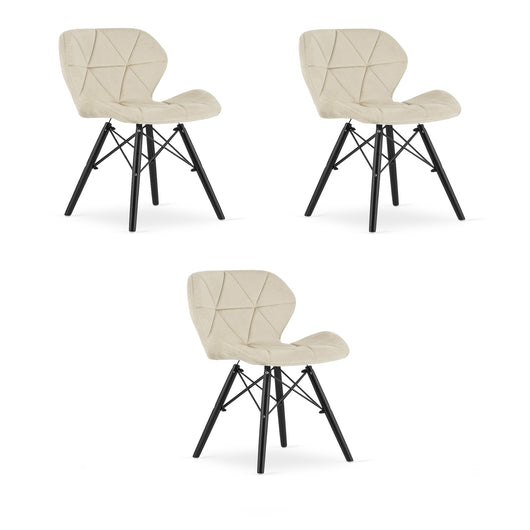 Sedia in velluto VALORA WAKO - Design moderno beige con gambe nere x 3
