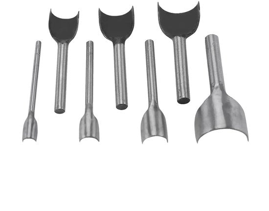 Set di punzoni 7 pezzi - Punzone rotondo - Set di punzoni in legno - Attrezzatura DIY - Acciaio duraturo - Adatto per lavori di pelle - Set di punzoni per l'apprendimento