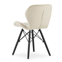 Sedia in velluto VALORA WAKO - Design moderno beige con gambe nere x 3