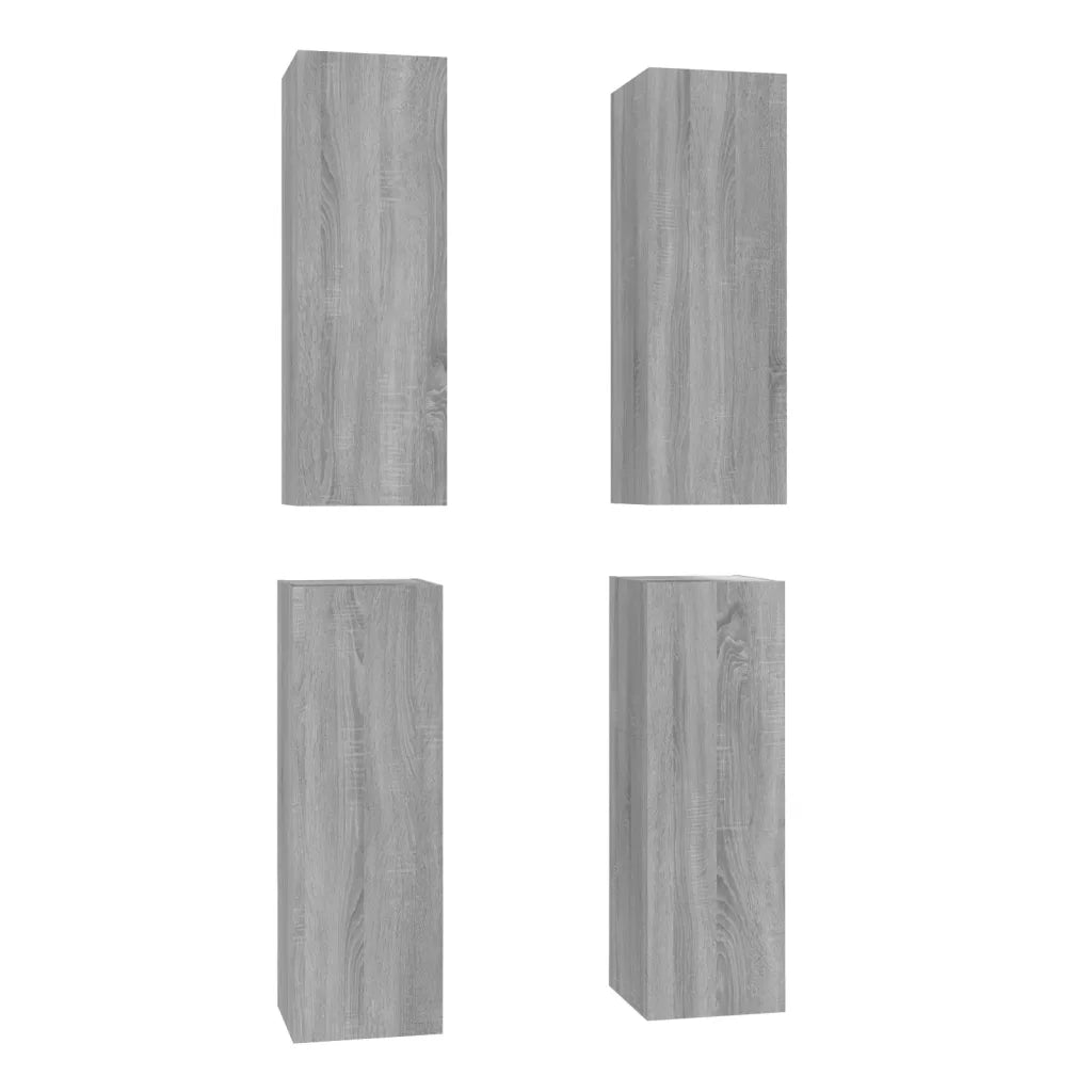 Mobili TV 4 pz-Credenza per TV Grigio Sonoma 30,5x30x90 cm in Legno Multistrato