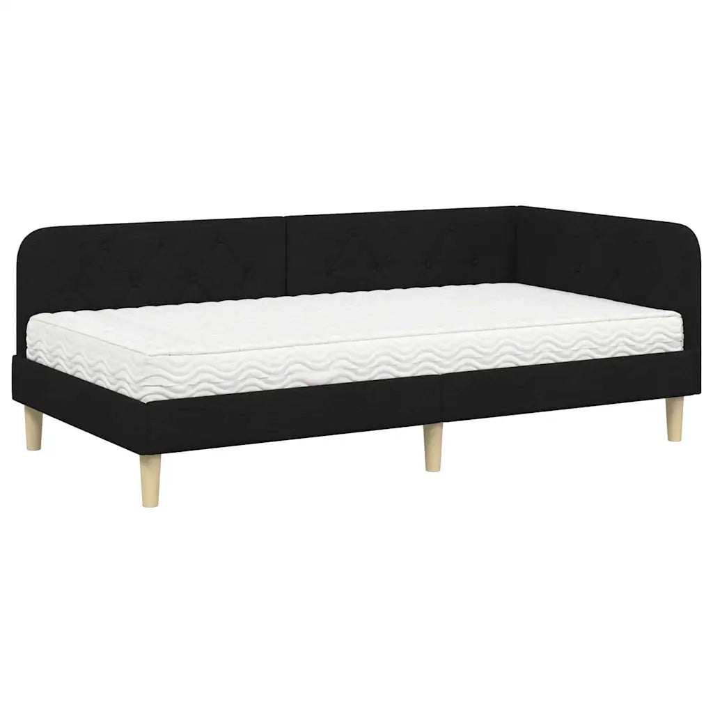 Cornice del letto ad angolo Nero 100 x 200 cm Tessuto
