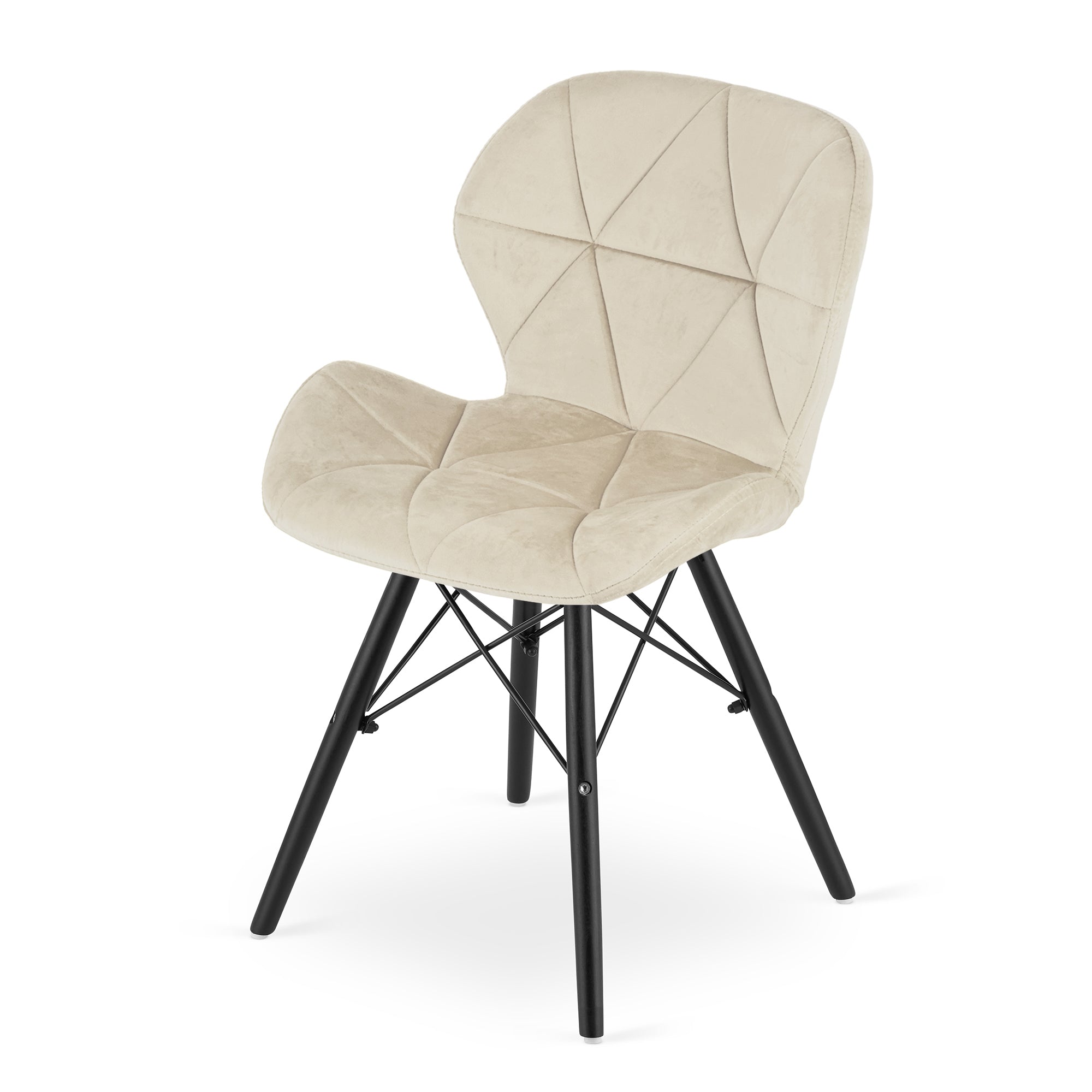 Sedia in velluto VALORA WAKO - Design moderno beige con gambe nere x 3