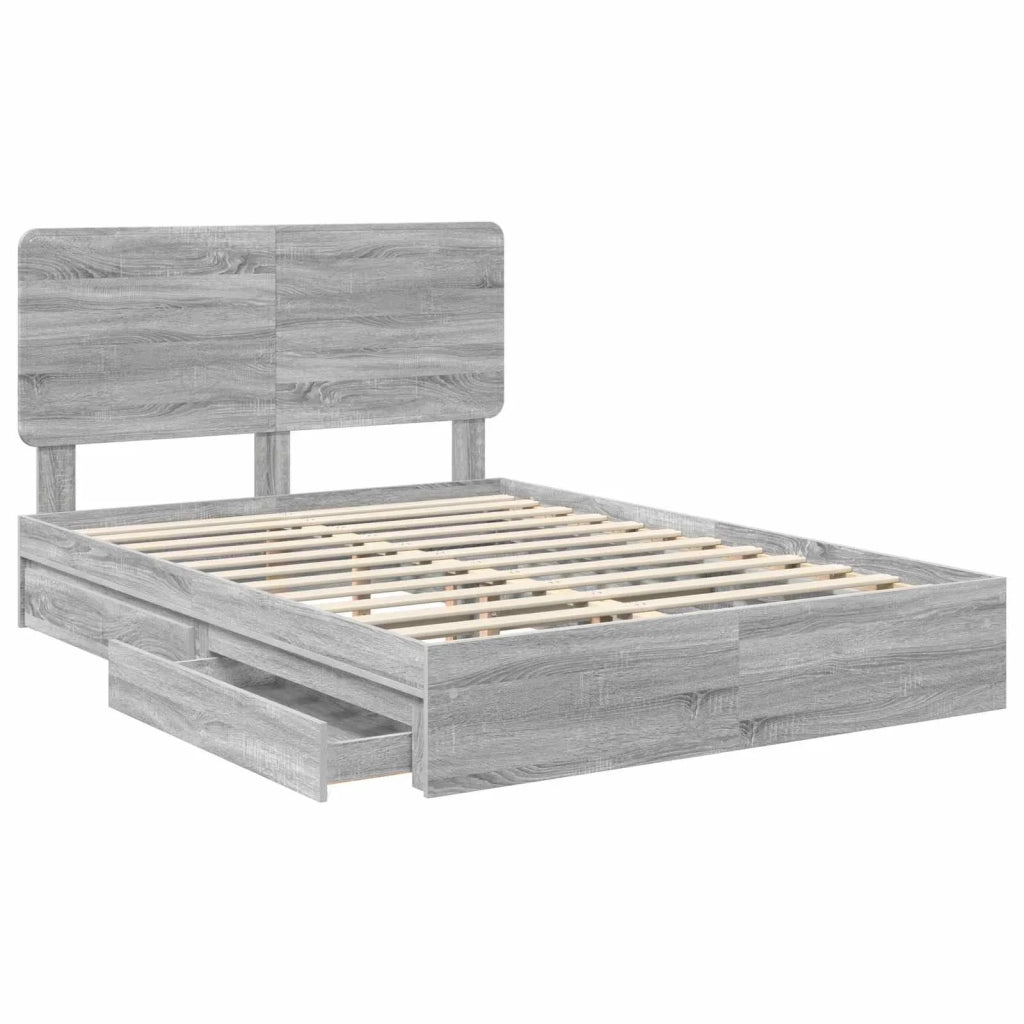 Letto con Contenitore con testiera Grigio Sonoma 150 x 200 cm