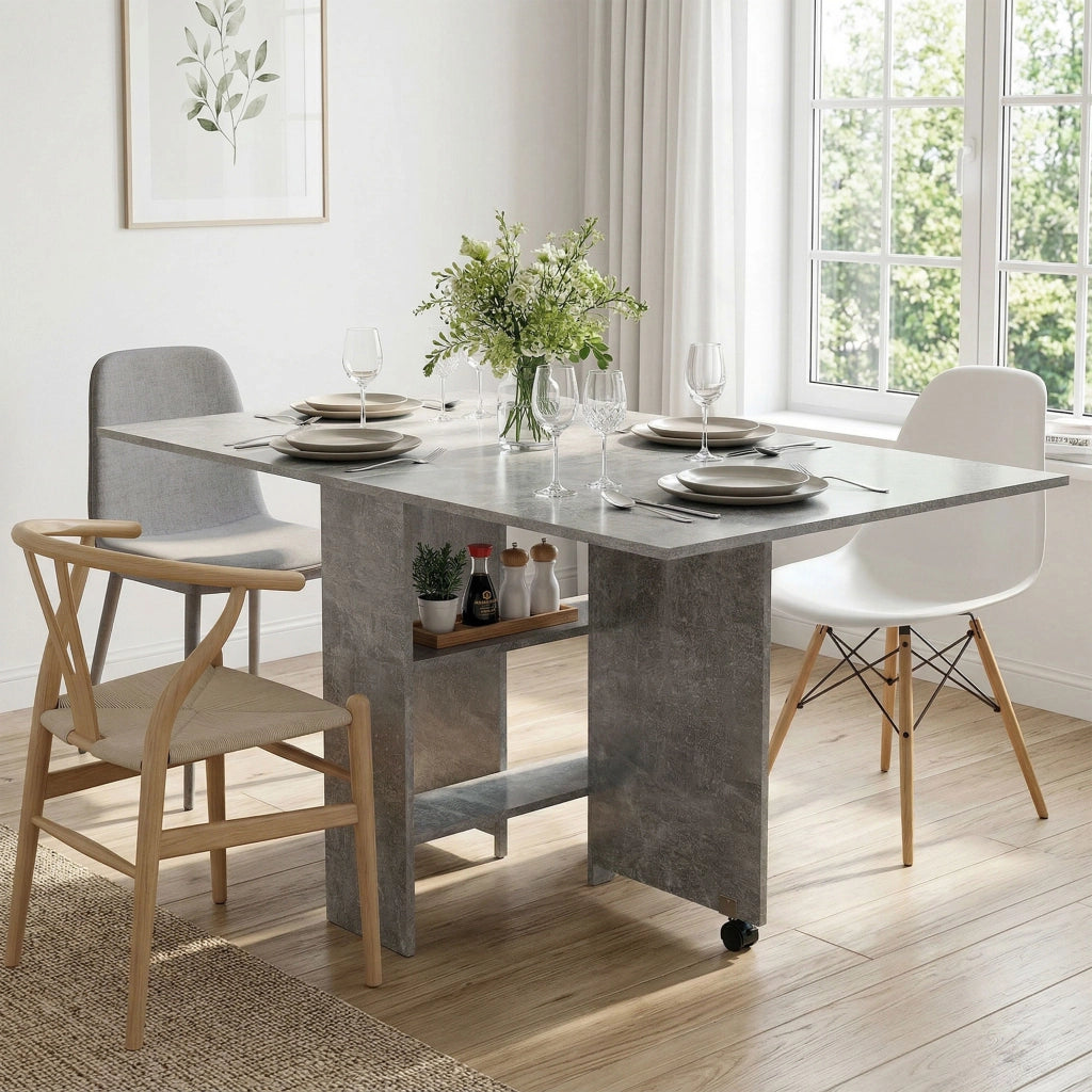 Tavolo da Pranzo Pieghevole Allungabile ¨C Zephmum ¨C Grigio Cemento