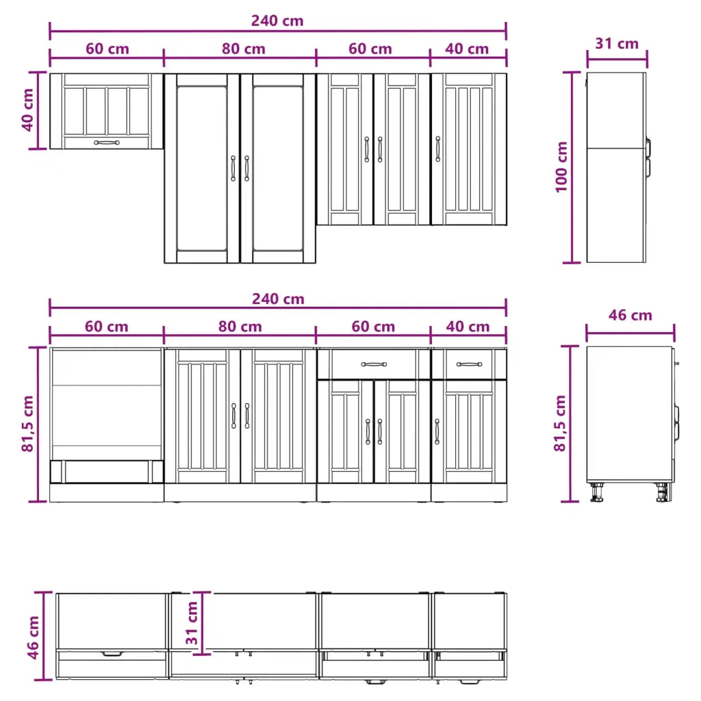 Unità Cucina LUCCA 8 pcs Bianco Legno ingegnerizzato 3438143