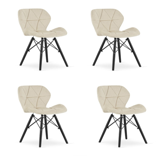 Sedia in velluto VALORA WAKO - Design moderno beige con gambe nere x 4
