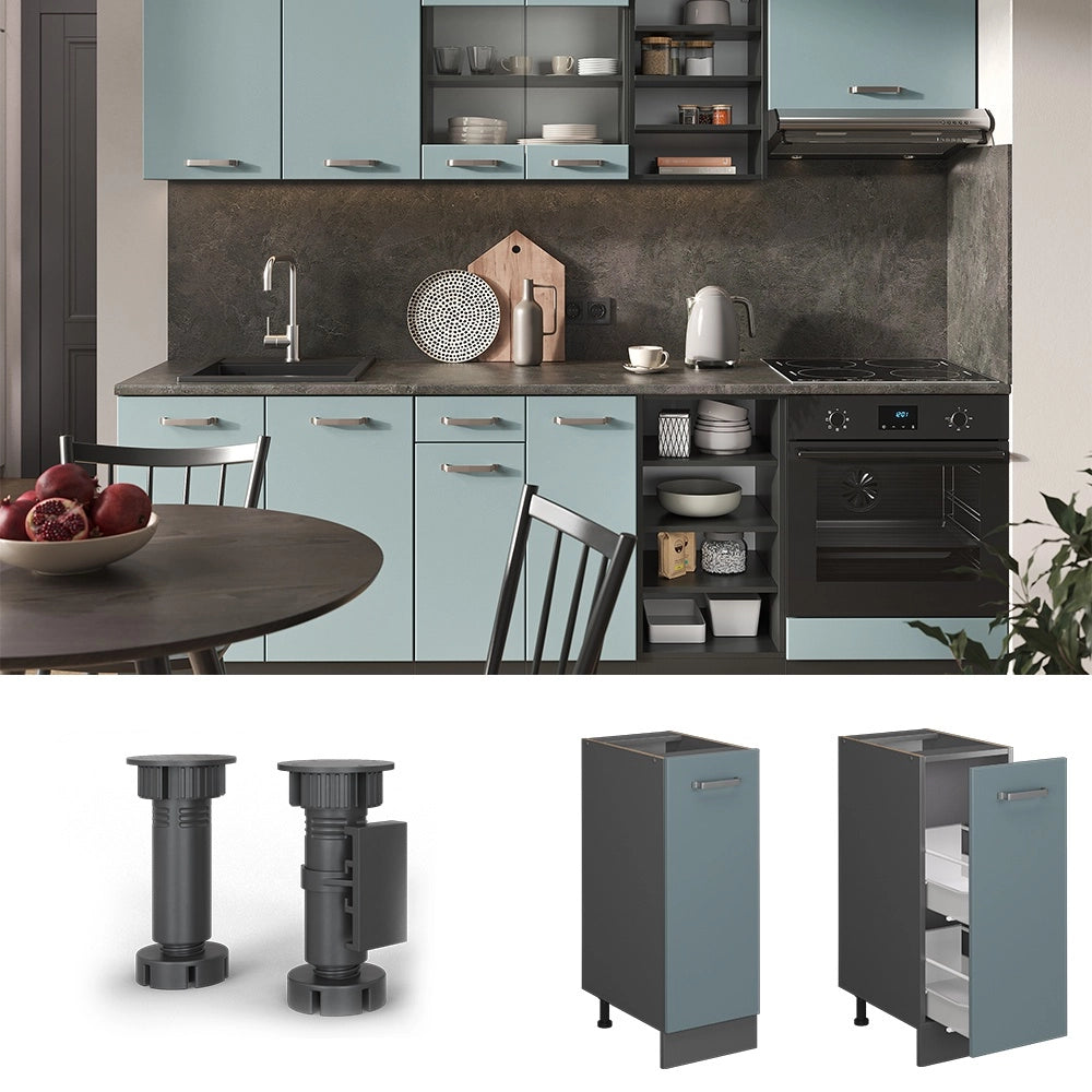 Armadio cucina dispensa alto R-Line Grigio-blu/Antracite 30 cm senza piano di lavoro Vicco