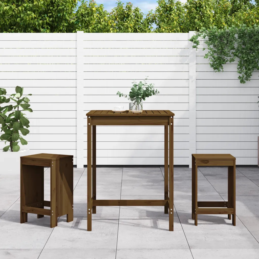 Set Bar da Giardino 3 pz | Set Salotto da Giardino ambra in Legno Massello di Pino