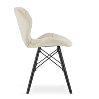 Sedia in velluto VALORA WAKO - Design moderno beige con gambe nere x 4