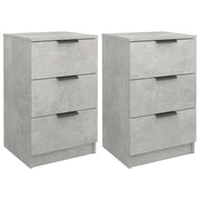 Set di 2 Comodini | Armadio da Notte | Mobiletto da notte Grigio Cemento 40x36x65 cm