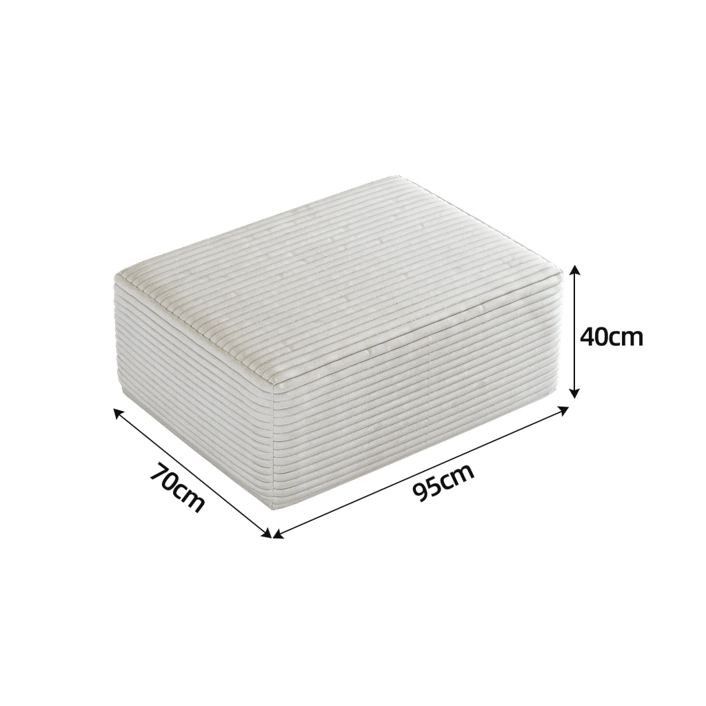 Divano Modulare Chaise Longue con seduta ampia e tessuto corduroy, Bianco