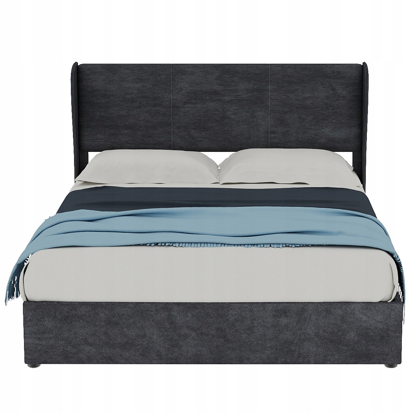 Letto imbottito 140x200 grigio - Xylo - con struttura sollevabile