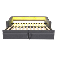 Divano letto - Xylo - 90x200 cm LED USB contenitore grigio scuro