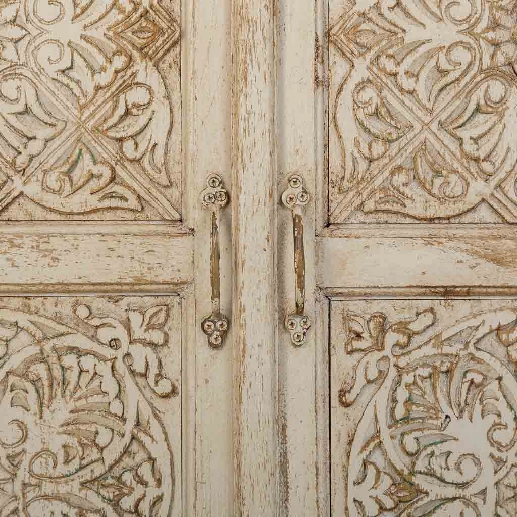Mobile da ingresso in legno intagliato artigianale, 90x40x90h cm