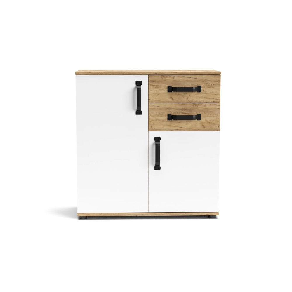 Credenza rovere bianco 2 ante e 2 cassetti 80x32x83 Mosso MO2