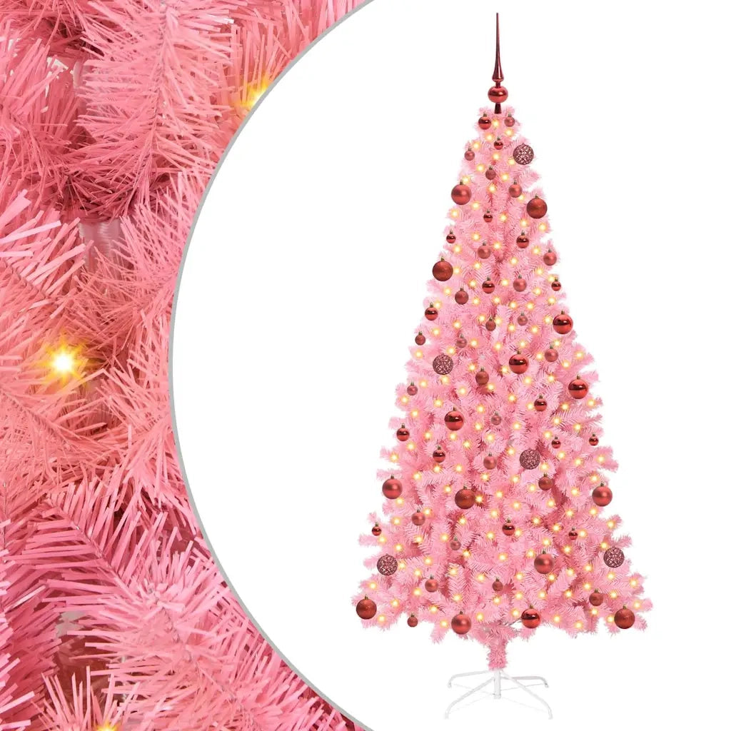 Albero di Natale con 300 LED con supporto-Luci decorative natalizie Rosa 180 cm PVC 357790