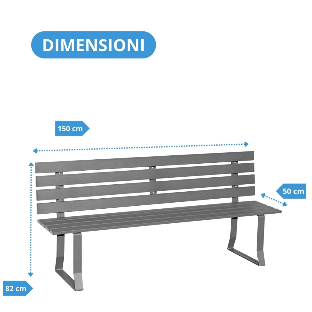 Andrys Panchina Giardino con Gambe in Piatto 6x0.8cm - 150x50x82cm