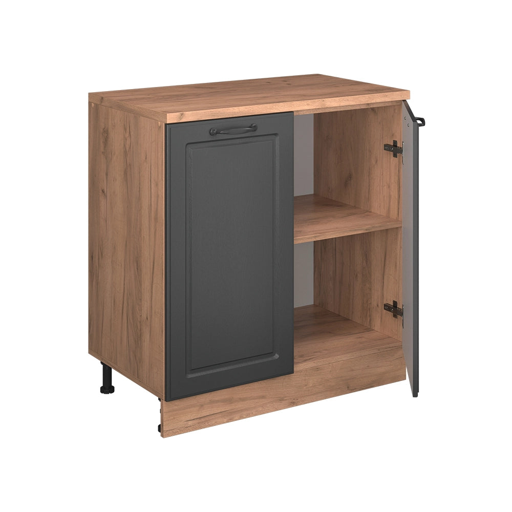 Mobile cucina sottotetto R-Line Antracite rustico/Rovere dorato 80 cm senza inclinazione con 2 ante Vicco