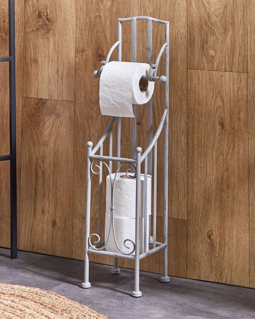 Porta rotoli di carta igienica in metallo 68 cm grigio stile vintage retrò