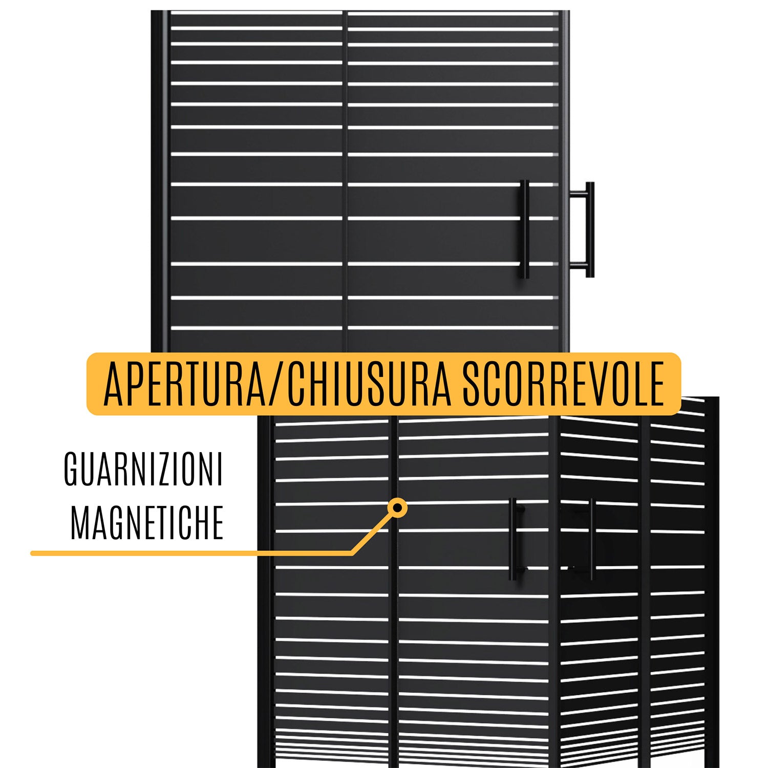 Box Doccia Angolare 2 Ante Scorrevoli 70x90 cm in Cristallo 6 mm H190 cm Profilo Nero