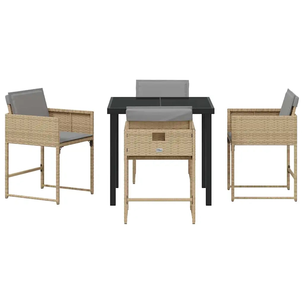 Set da Pranzo per Giardino 5 pcs Beige polyrattan 3380737