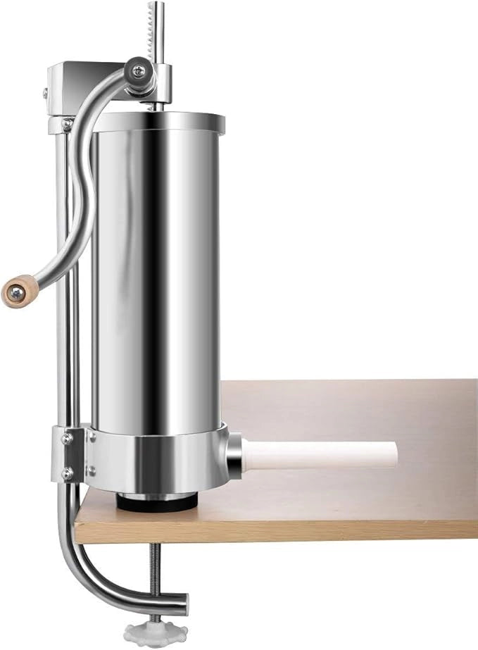 3 kg Insaccatrice per Salsicce, Macchina per la Produzione di Salsicce, Insaccatrice Manuale in Acciaio Inossidabile, Salsicce Siringa con 4 Tubi di Riempimento