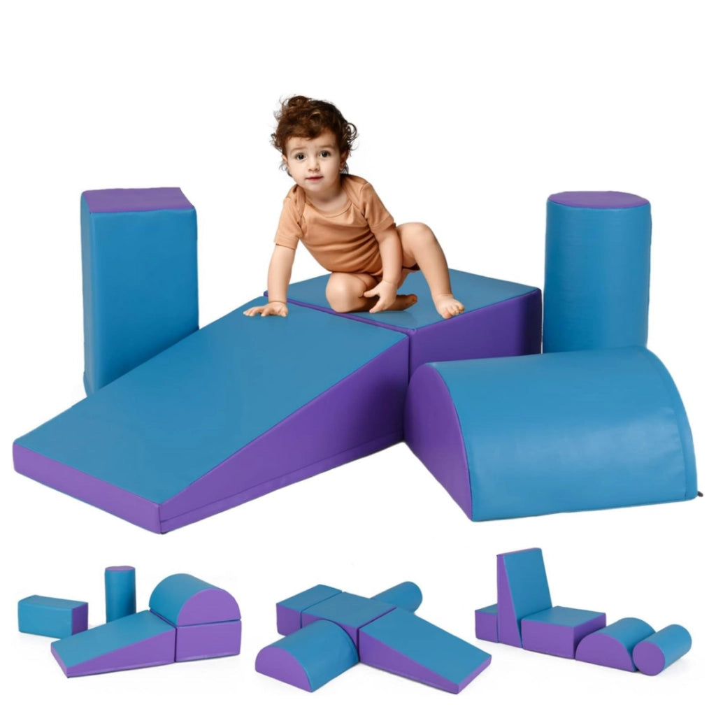 Set di gioco da arrampicata per bambini da 5 pezzi, Strutture di gioco in schiuma impermeabili Blu scuro