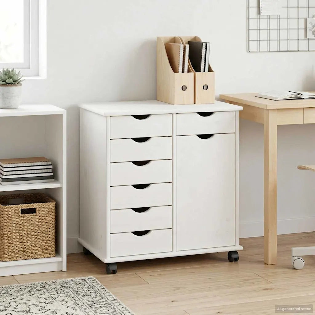Mobile con Ruote con ruota Bianco 63,5 x 39 x 65,5 cm 42028377