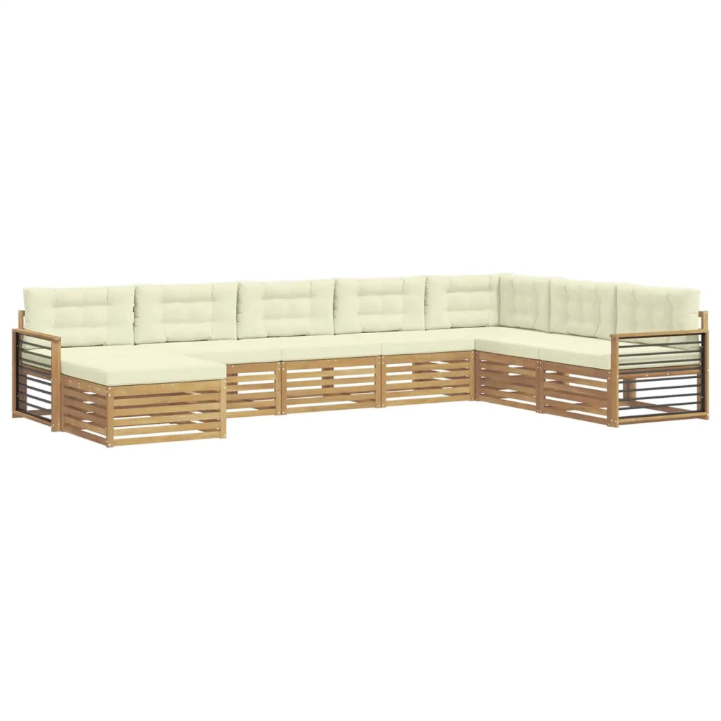 Set di divani da esterno con cuscino 8 pcs Bianco e Crema