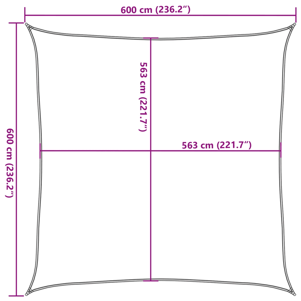 Vela Parasole Grigio Chiaro 6x6 m 100% Poliestere Oxford