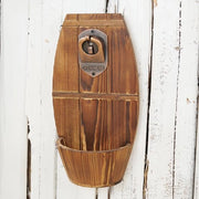 Flessenaprire in legno da parete in stile birra vintage con raccoglitore di etichette e collezionista