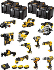 DeWALT Kit DWK1200T (DCD796 + DCH273 + DCG405 + DCF887 + DCF894 + DCS331 + DCS391 + DCS355 + DCP580 + DCS369 + DCL050 + DCF620 + 3 Batterie 5,0 Ah + Caricabatterie + 4 x TSTAK VI)
