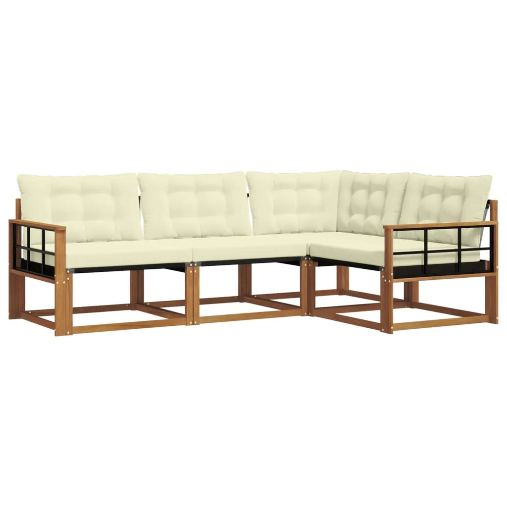 Set di divani da esterno con cuscino 4 pcs Naturale e Crema