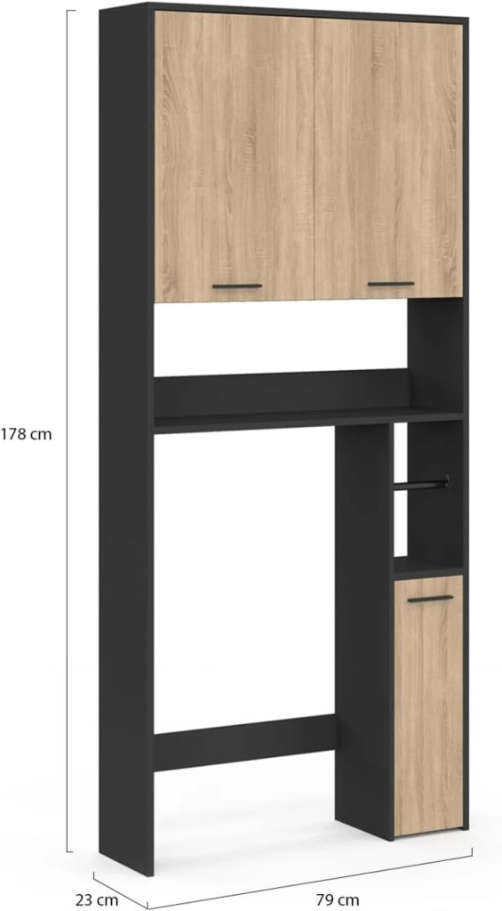Scaffale WALLIS in legno di faggio con piano nero