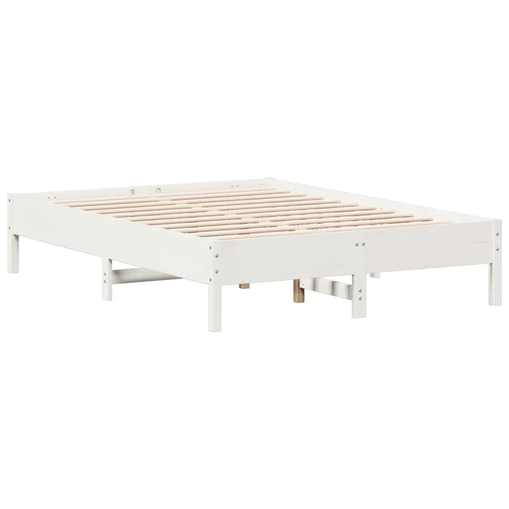 Letto senza Materasso-Struttura Letto Bianco 140x190 cm Legno Massello di Pino 438849