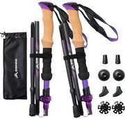 Palo da Trekking Opvolutile con Manubrio in Legno | Stanghe da Trekking per Uomini e Donne | Leggero, Opvolutile, Telescopiche per Escursionismo (Blu, 95-115cm)