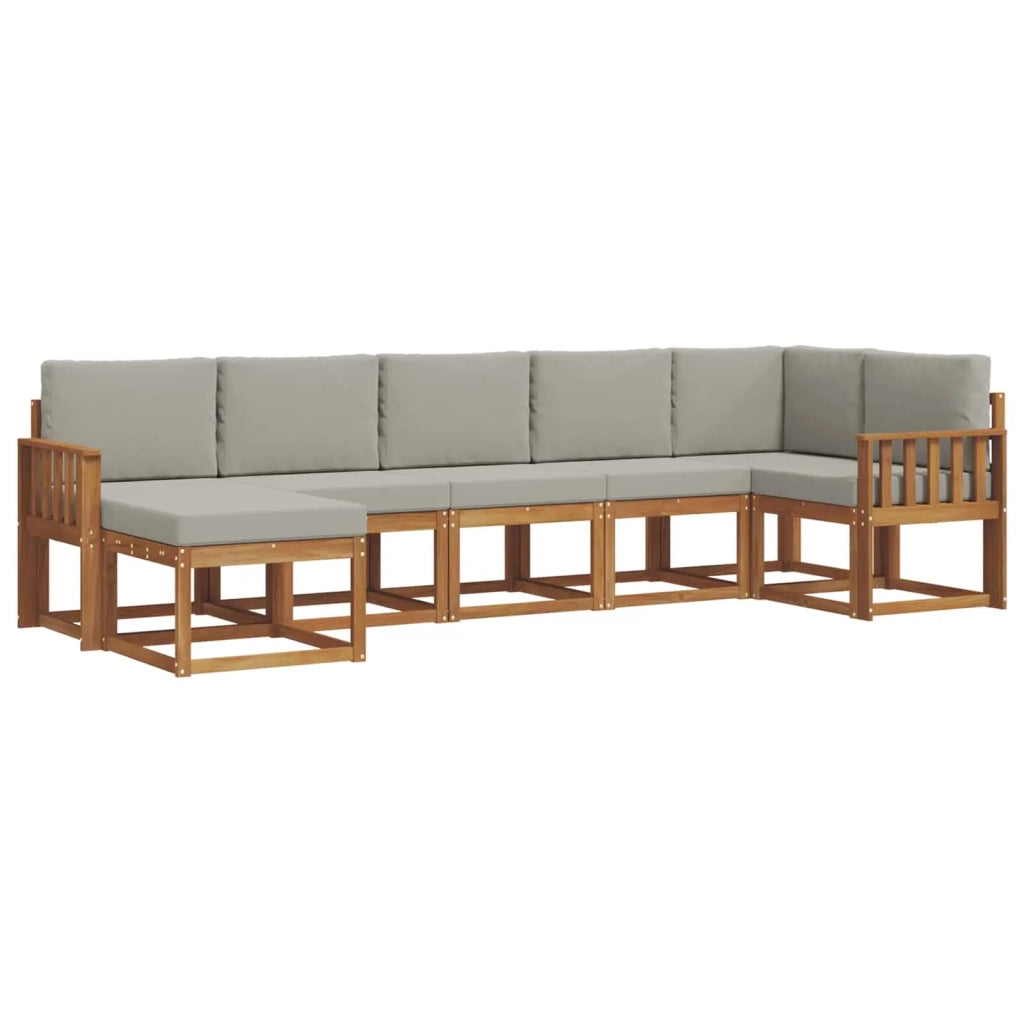 Set di divani da esterno 7 pcs Grigio Naturale e Chiaro 3366704