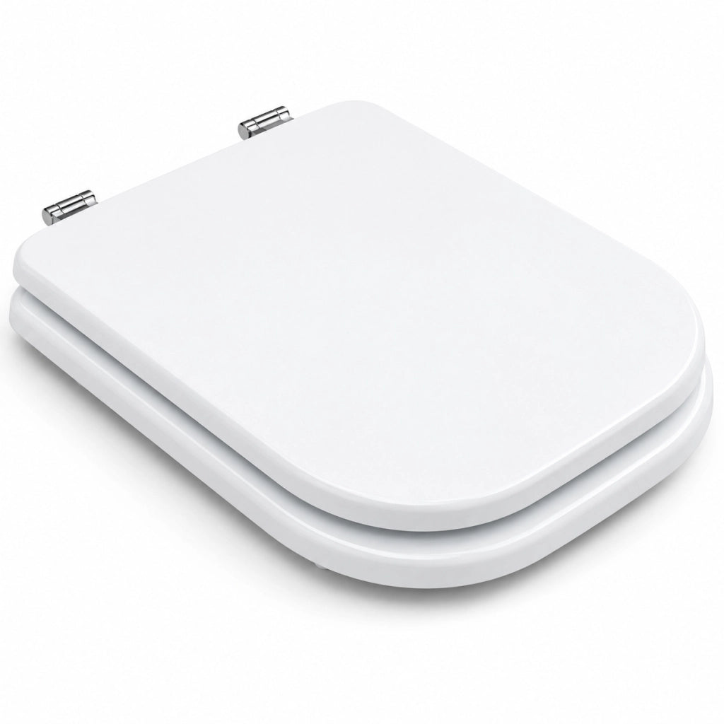 Sedile Copriwater Universale Quadrato MDF Bianco con Cerniere Acciaio 52735